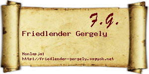 Friedlender Gergely névjegykártya